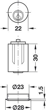 Kruhová vložka, Heavylock, pro zámky s otvorem 22 mm, standardní profil