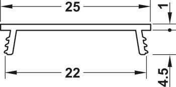 Krycí profil, Pro vyfrézovanou drážku 22 mm, osvětlovací panel pro osvětlovací LED pásky