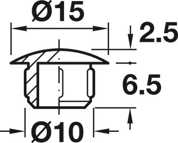 Krytka, Plast, pro slepý otvor ⌀ 10 mm