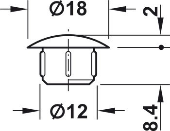 Krytka, Plast, pro slepý otvor ⌀ 12 mm