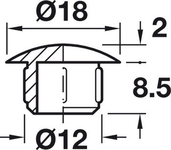 Krytka, Plast, pro slepý otvor ⌀ 12 mm