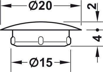 Krytka, Plast, pro slepý otvor ⌀ 15 mm