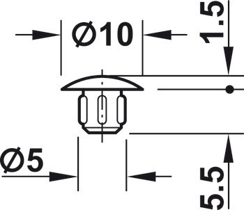 Krytka, Plast, pro slepý otvor ⌀ 5 mm