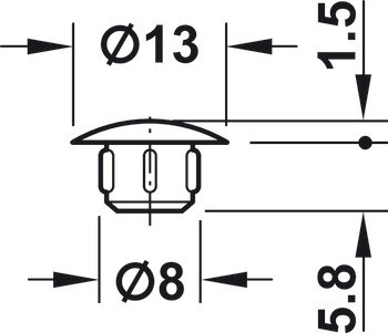 Krytka, Plast, pro slepý otvor ⌀ 8 mm