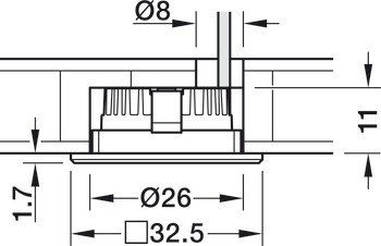 Krytka pro zápustnou montáž, pro Häfele Loox5 modul svítidla, vrtaný otvor ⌀ 26 mm