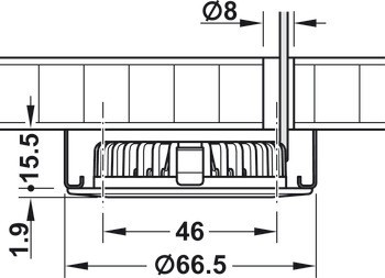 Krytka pro zespoda montované svítidlo, pro Häfele Loox, vrtaný otvor ⌀ 55 mm