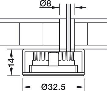 Krytka pro zespoda montované svítidlo, pro Häfele Loox5 modul svítidla, vrtaný otvor ⌀ 26 mm