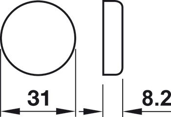 Krytka ramínka závěsu, Pro Clip Top 94°, kulaté, pro skleněné dveře