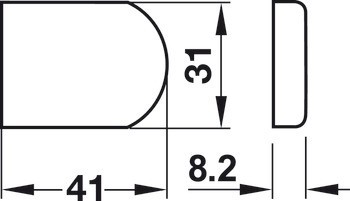 Krytka ramínka závěsu, Pro Clip Top 94°, půlkulaté, pro skleněné dveře