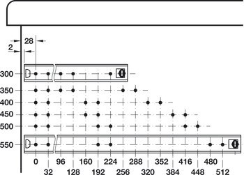 Kuličkové výsuvy, Částečný výsuv, Accuride 2028, nosnost do 60 kg, montáž na bok