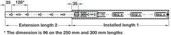 Kuličkové výsuvy, částečný výsuv, Accuride 2132, nosnost do 35 kg, ocel, montáž na bok