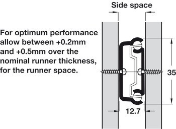 Kuličkové výsuvy, částečný výsuv, Accuride 2132, nosnost do 35 kg, ocel, montáž na bok