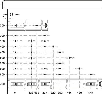 Kuličkové výsuvy, Plnovýsuv, Accuride 3832 DO