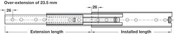 Kuličkové výsuvy, plnovýsuv, Accuride 5321 SC, nosnost do 120 kg, ocel, montáž na bok