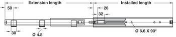 Kuličkové výsuvy, plnovýsuv, Accuride 5517‐60, nosnost do 60 kg, ocel, pro povrchovou montáž