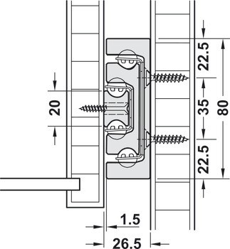 Kuličkové výsuvy, plnovýsuv, Accuride DA 4160, nosnost do 300 kg, hliník, montáž na bok