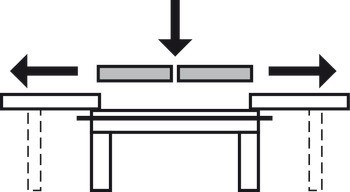 Kuličkové výsuvy, pro 1–3 vkládací desky, pro stoly s rámovou konstrukcí a bez ní