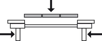 Kuličkové výsuvy, pro 3 vkládací desky, asynchronní, pro stoly bez rámové konstrukce