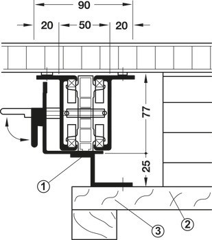 Kuličkové výsuvy, Pro 4 vkládací desky, pro stoly s rámovou konstrukcí a bez ní