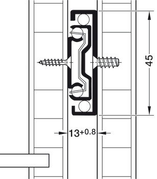 Kuličkový výsuv, Häfele Matrix Runner BB S, více než plnovýsuv, nosnost do 30 kg, ocel, montáž na bok