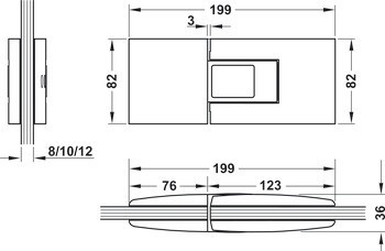 Kyvný pružinový závěs, Dorma Glas, pro dvojčinné dveře, sklo ke sklu