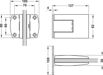 Kyvný pružinový závěs, Dorma Glas, pro kyvný pružinový závěs, stěna ke sklu