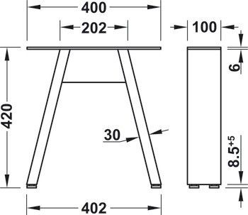 Lavicové podnoží, K přišroubování, nosnost: 200 kg, tvar A