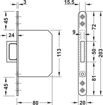 Madlo, pro posuvné dveře, s tělem zámku
