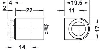 Magnetická záskočka, přídržná síla 3,0–4,0 kg, k přišroubování, kulatá