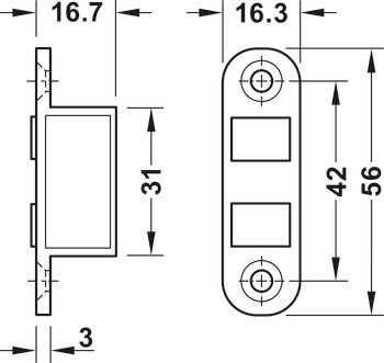 Magnetická záskočka, přídržná síla 4,0-8,0 kg, pro zápustnou montáž, hranatá
