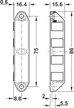 Magnetická záskočka, přídržná síla 4,0 kg, k přišroubování, odolná proti teplu
