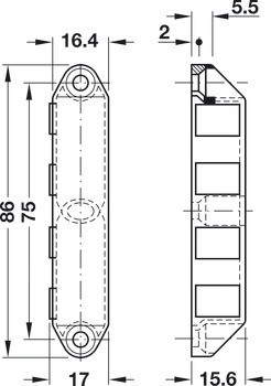 Magnetická záskočka, přídržná síla 8,0 kg, k přišroubování, hranatá