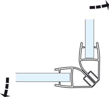 magnetické těsnění pro skleněné dveře, Magnetický, pro sprchové kouty, sklo-sklo, pro 90° skleněná čela