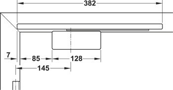 Mechanismus tlumeného dotahu pro dveře, Geze ActiveStop, povrchová montáž