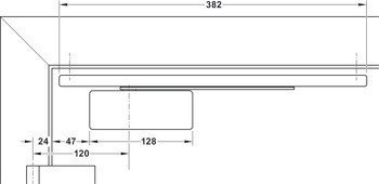 Mechanismus tlumeného dotahu pro dveře, Geze ActiveStop, povrchová montáž