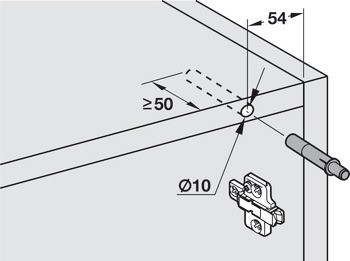 Mechanismus tlumeného zavírání pro dveře, Blumotion, montáž na straně závěsů