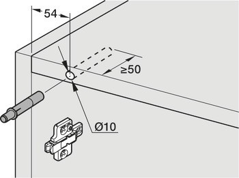 Mechanismus tlumeného zavírání pro dveře, Blumotion, montáž na straně závěsů