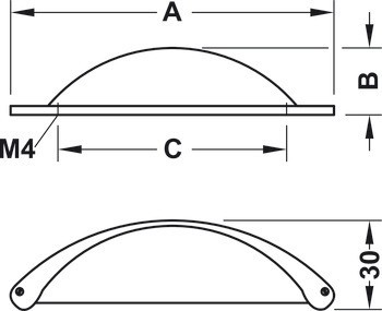 Misková úchytka, Häfele Déco, zinková slitina