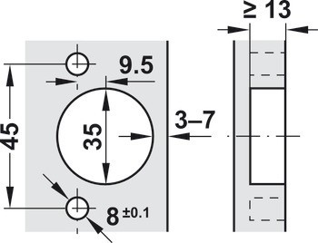 Miskový závěs, Clip Top Blumotion 110°, pro rohové aplikace -35°-25°