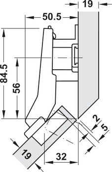 Miskový závěs, Clip Top Blumotion 110°, pro rohové aplikace 45° a 50°