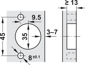 Miskový závěs, Clip Top Blumotion 95°, pro rohové aplikace 40°-50°