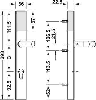 Modul dveřního terminálu, DT 600c FH, Häfele Dialock pro dveře s úzkým rámem s požadavky na požární odolnost/kouřovou ochranu