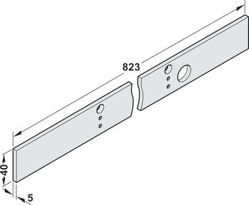 Montážní podložka, délka 823 mm, pro kluznou lištu z řady TS 93 EMR, série Contur