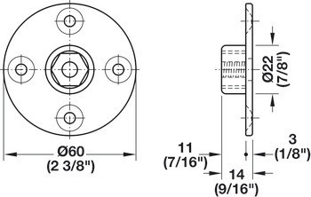 Montážní podložka, s vnitřním závitem pro závitový šroub