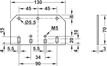 Montážní podložka, pro hák V 1600F s mechanismem tlumeného zavírání