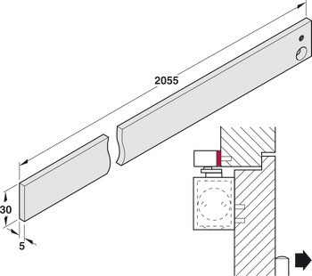 Montážní podložka, pro ISM BG, E-ISM BG, R-ISM BG kluznou lištu z řady TS 5000, horní dveřní zavírač, Geze