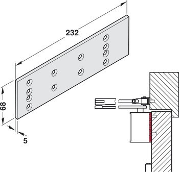 Montážní podložka, pro TS 71 a TS 72, Dorma