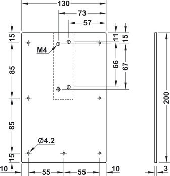 Montážní podložka, pro V 1600F mechanismus tlumeného zavírání pro dveře