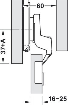 montážní sada pro dveře, pro Häfele Slido F-Park71 16B / 25B, pro vloženou montáž