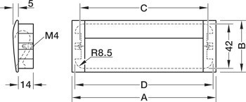 Mušle, hliník, koncové krytky ze zinkové slitiny, Häfele Déco